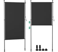 LIFERUN Store Extérieur Vertical 150 x 310 cm, Anthracite avec Manivelle sans Perçage, Store Manuel Extensible Occultant Balcon Terrasse Jardin,Brise-Vue, Protection Solaire, Coupe-Vent