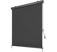 LIFERUN Store vertical extensible 160 x 250 cm, à manivelle, avec cassette, protection solaire, coupe-vent et brise-vue, balcons, terrasses, cours et couloirs, gris