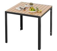 LIFERUN Table de jardin résistante aux intempéries 75 x 75 cm, table de balcon en aluminium avec plateau en WPC, table à manger d'extérieur pour balcon et terrasse, légère, carrée, stable, noire +