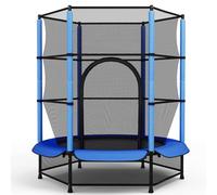 LIFERUN Trampoline pour Enfants, Trampoline Exterieur Ø140 cm, Trampoline d'intérieur avec Filet de sécurité, Trampoline de Jardin pour entraînement et Loisir, Max 50 kg, Enfants, Bleu