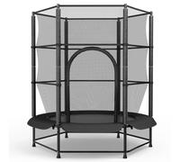 LIFERUN Trampoline pour Enfants, Trampoline Exterieur Ø140 cm, Trampoline d'intérieur avec Filet de sécurité, Trampoline de Jardin pour entraînement et Loisir, Max 50 kg, Enfants, Noir