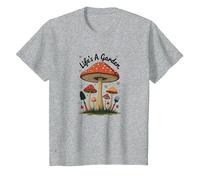 Life's A Garden Champignon fantaisiste Cadeau pour Amoureux de la Nature T-Shirt, Enfant, Gris Chiné, 2 Ans