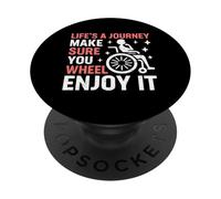 Life's a Journey Make Sure You Wheel Enjoy It Paraplégique PopSockets PopGrip Adhésif