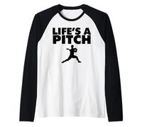 Life's a Pitch Funny Baseball Pitcher Life's a Pitch Manche Raglan