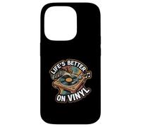 Life's Better on Vinyl Record Player Retro Music Lover Coque pour iPhone 14 Pro