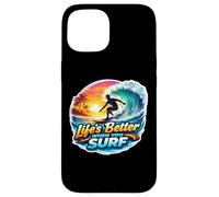Life's Better When You Surf Surfing Planche de Surf Coque pour iPhone 15