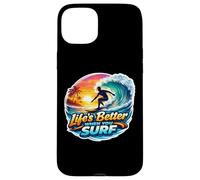 Life's Better When You Surf Surfing Planche de Surf Coque pour iPhone 15 Plus