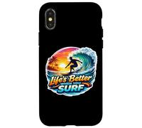 Life's Better When You Surf Surfing Planche de Surf Coque pour iPhone X/XS