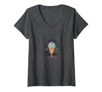 Life's Better with Cream Ice Cone Sweet Treat T-Shirt avec Col en V, Femme, Chiné Foncé, L