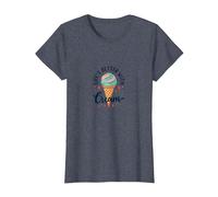Life's Better with Cream Ice Cone Sweet Treat T-Shirt, Femme, Bleu Chiné, L