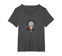 Life's Better with Cream Ice Cone Sweet Treat T-Shirt, Femme Grandes Tailles, Chiné Foncé, 1X