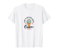Life's Better with Cream Ice Cone Sweet Treat T-Shirt, Homme, Blanc, 3XL