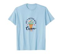 Life's Better with Cream Ice Cone Sweet Treat T-Shirt, Homme, Bleu Céleste, S