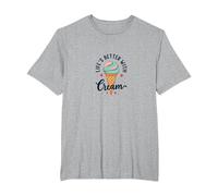 Life's Better with Cream Ice Cone Sweet Treat T-Shirt, Homme Grandes Tailles, Gris Chiné, 2X Tall