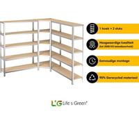Life's Green Set d'étagères 120 cm - Etagère de rangement - Etagère - Etagère d'angle - 2x étagère 120 cm - 1x étagère d'angle 70 cm - Argenté