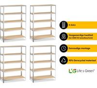 Life's Green Shelf set 120 cm - Etagère de rangement - Etagère - 4x 120*30*180 cm - Silver