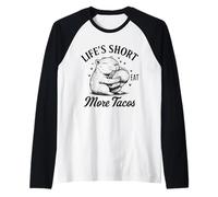 Life's Short Eat More Tacos Funny Capybara Lover Manche Raglan