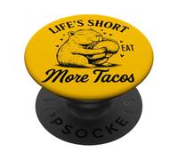 Life's Short Eat More Tacos Funny Capybara Lover PopSockets PopGrip Adhésif