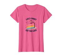 Lifes Short Eat The Cake Fun Dessert Lover T-Shirt, Femme, Rose chiné, 3XL