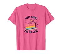Lifes Short Eat The Cake Fun Dessert Lover T-Shirt, Homme, Rose chiné, S