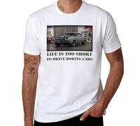 Life's Too Short to Drive Boring Cars - T-shirt graphique classique Muscle Car pour homme, Style blanc, L