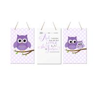LifeSong Milestones et bien qu'elle soit petite, elle est f roce 3 pi ces Owl Children's Wall Decor Signs pour enfants Chambre Nursery Babys Boys