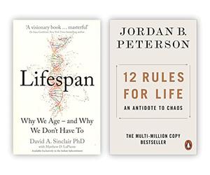 Lifespan Why We Age and Why We Don’t Have To By Dr David A. Sinclair & 12 Rules for Life An Antidote to Chaos By Jordan B. Peterson 2 books Collection Set - Dr David A. Sinclair