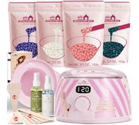 Lifestance L3 Chauffe Cire Epilation, Kit de cire d'épilation Liberty Bloom numérique Inclure 400g Perles et un bol en silicone, pour Corps de bikini brésilien visage