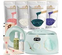 Lifestance L3 Chauffe Cire Epilation, Kit de cire d'épilation Or serein numérique Inclure 400g Perles et un bol en silicone, pour Corps de bikini brésilien visage