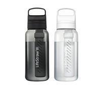 LifeStraw Go Series - Bouteille filtrante sans BPA pour voyage et utilisation quotidienne élimine les bactéries, les parasites et les microplastiques, améliore le goût, lot de 2 ; noir nordique et