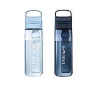 LifeStraw Go Series Lot de 2 bouteilles d'eau sans BPA pour les voyages et une utilisation quotidienne Élimine les bactéries, les parasites, les microplastiques, améliore le goût, 650 ml, bleu