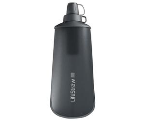 LifeStraw Peak Series - Gourde compressible avec système de filtration d'eau 1l - pour du trail running, de la randonnée, des voyages, du vélo, de la pêche ; Sans BPA; Dark Mountain Gray (gris)