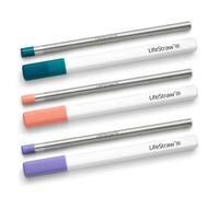 LifeStraw Sip 3-Pack, Pailles Filtrantes Réutilisables en Acier Inoxydable avec 3 Étuis, Élimine les Microplastiques, Bactéries et Parasites pour Voyage et Utilisation Quotidienne