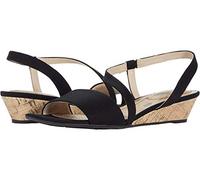 LifeStride Womens Yasmine Wedge Sandal Black Canvas 6.5 M