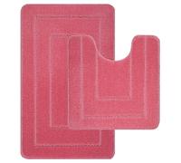 LifeStyle Comfort Ltd Ichra - Lot de 2 tapis de bain et de toilette antidérapants, extra doux et absorbants - 100 % polypropylène lavable (rose)