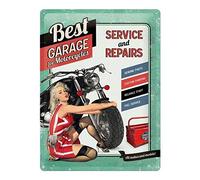Lifestyle-Kreativ Enseigne en métal - Best Garage for Motorcycle - Plaque métal 30 x 40 cm Vert