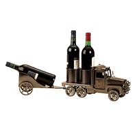 Lifestyle & More Porte Bouteille de vin Moderne Bouteille Stand Camion avec remorque pour 3 Bouteilles Longueur 66 cm