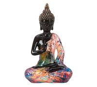 Lifestyle & More Sculpture décorative Bouddha Colorful Art en pierre artificielle Noir/multicolore Hauteur 26 cm Largeur 16 cm