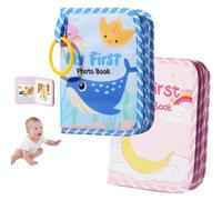 Lifesunny My First Baby Photo Book with Safe Mirror, My First Photo Album for Baby, Soft Photo Album Holds 4x6 Pictures, for Memory Album Babies Shower (Pink+Blue,2PCS)