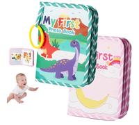 Lifesunny My First Baby Photo Book with Safe Mirror, My First Photo Album for Baby, Soft Photo Album Holds 4x6 Pictures, for Memory Album Babies Shower (Green+Pink,2PCS)