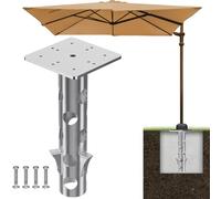 Lifeswell Base de Parasol Universelle enterrée, Support en béton en Acier résistant à la Rouille, Design Peu encombrant pour Porte-Parapluie déporté extérieur