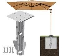 Lifeswell Base de Parasol Universelle enterrée, Support en béton en Acier résistant à la Rouille, Design Peu encombrant pour Porte-Parapluie déporté extérieur