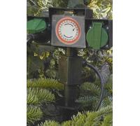 LIFETIM Prise Double Jardin Etanche avec PROGRAMMATEUR Electrique Exterieur
