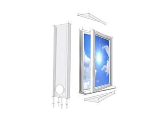 Lifetime Air Joint de fenêtre 320 cm pour climatiseurs mobiles et sèche-linge à évacuation d'air - Kit universel compatible avec toutes les tailles de tuyau, imperméable, coupe-vent