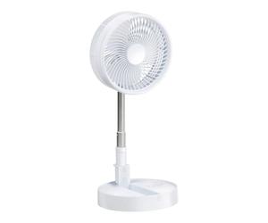 Lifetime Air Ventilateur Portable Rechargeable 2400mAh - Ventilateur Télescopique Avec Minuterie Et Oscillation - 33-78cm - Blanc