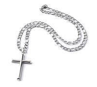 LIFETIME BLING Chaîne plate en or blanc 14 carats Figaro - Cadeau pour homme, femme, mari, épouse - Chaîne à maillons cubains 5 mm, Plaqué or