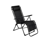 Lifetime Garden Chaise Longue - Chaise Pliante Camping 93 x 46 x 110 cm - Chaise de Jardin avec Dossier Réglable et 0reiller - Facile à Ranger - Fauteuil Pliant - Noir