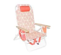 Lifetime Garden Chaise Pliante - Chaise de Jardin avec Sangles de Transport - Chaise Camping jusqu'à 110kg - Chaise de Plage avec Coussin de Tête - 61 x 61 x 81 cm - Rose
