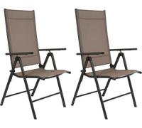 Lifetime Garden Chaises de jardin, set de 2 - Santiago Chaise de camping - Chaise longue de jardin pliable - Réglable en 7 positions - Chaises de jardin en aluminium - 56 x 57 x 105 cm - Taupe