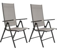 Lifetime Garden Chaises de jardin, set de 2 - Santiago Chaise de camping - Chaise longue de jardin pliable - Réglable en 7 positions - Chaises de jardin en aluminium - 56 x 57 x 105 cm - Noir/Gris